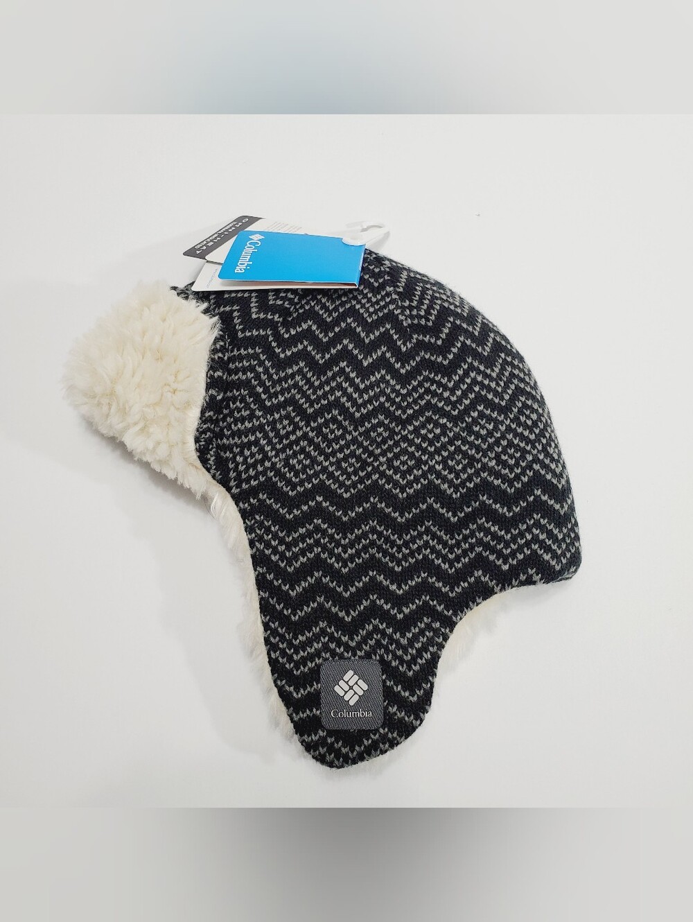 Columbia Youth Winter Trapper Hat Winter's Match With Earflap Black Zigzag XL